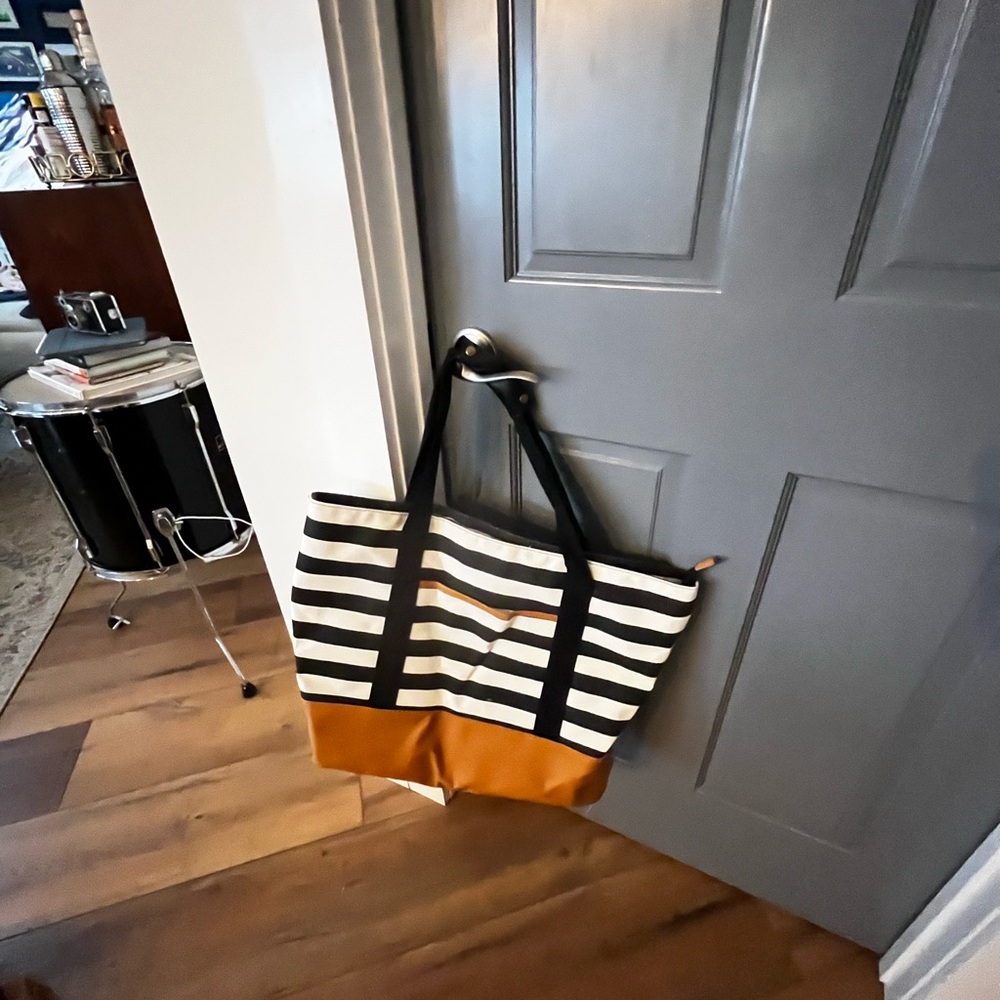 DSW Black and White Striped Travel Bags - Picture 5 of 5